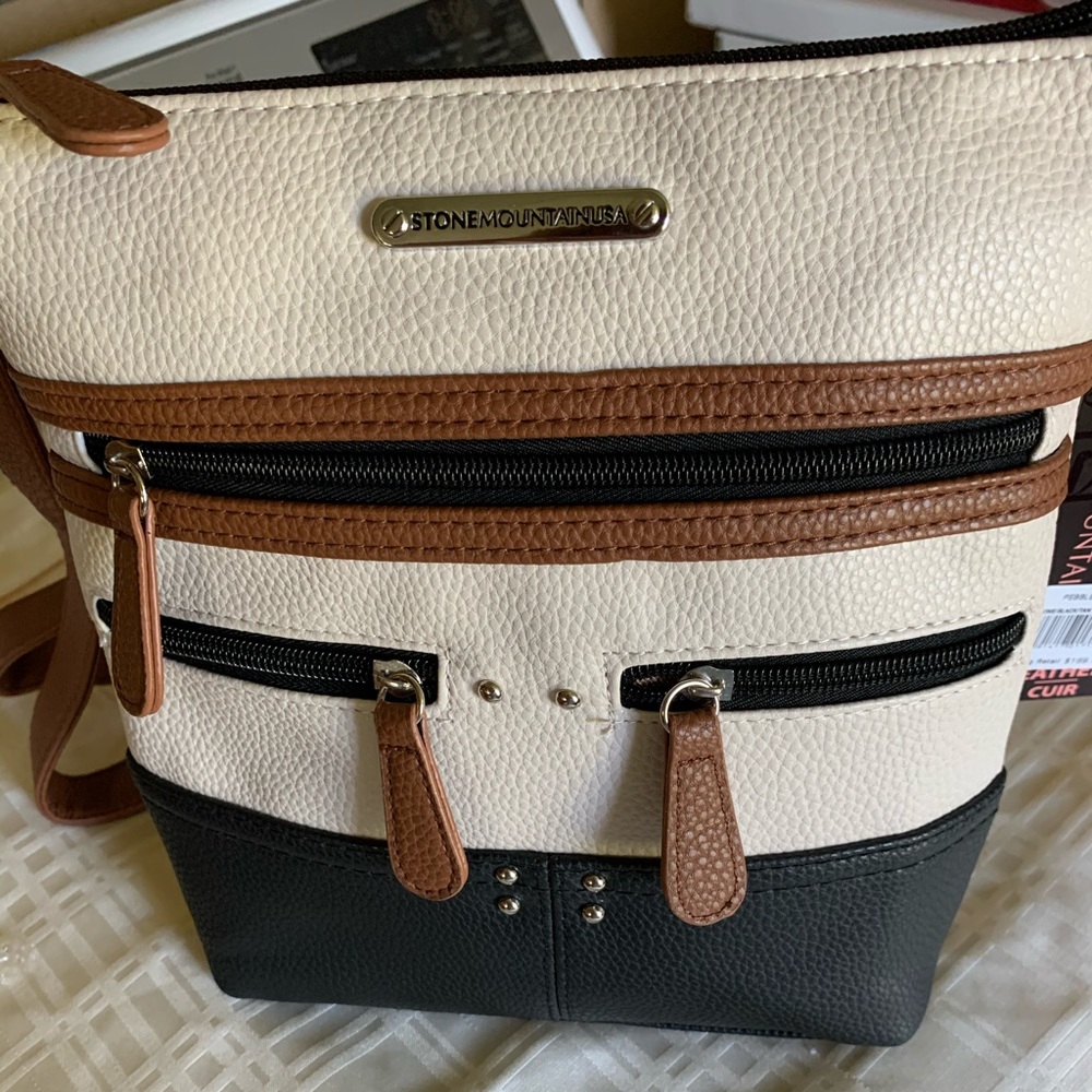 All Leathet multi pocket Crossbody NWT